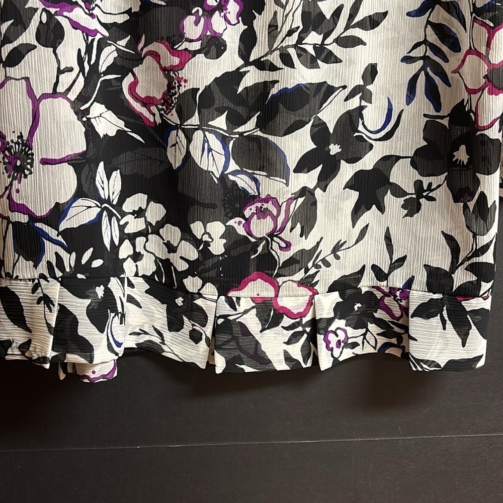 Susan Graver Ragland Sleeves Floral Button Up Blouse Size XL - Picture 8 of 13